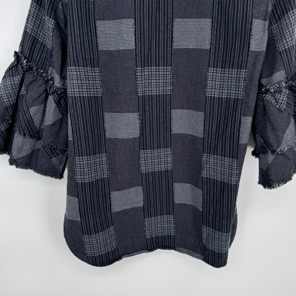 Dylan Patchwork Ruffle Sleeve Button Front Shirt … - image 8